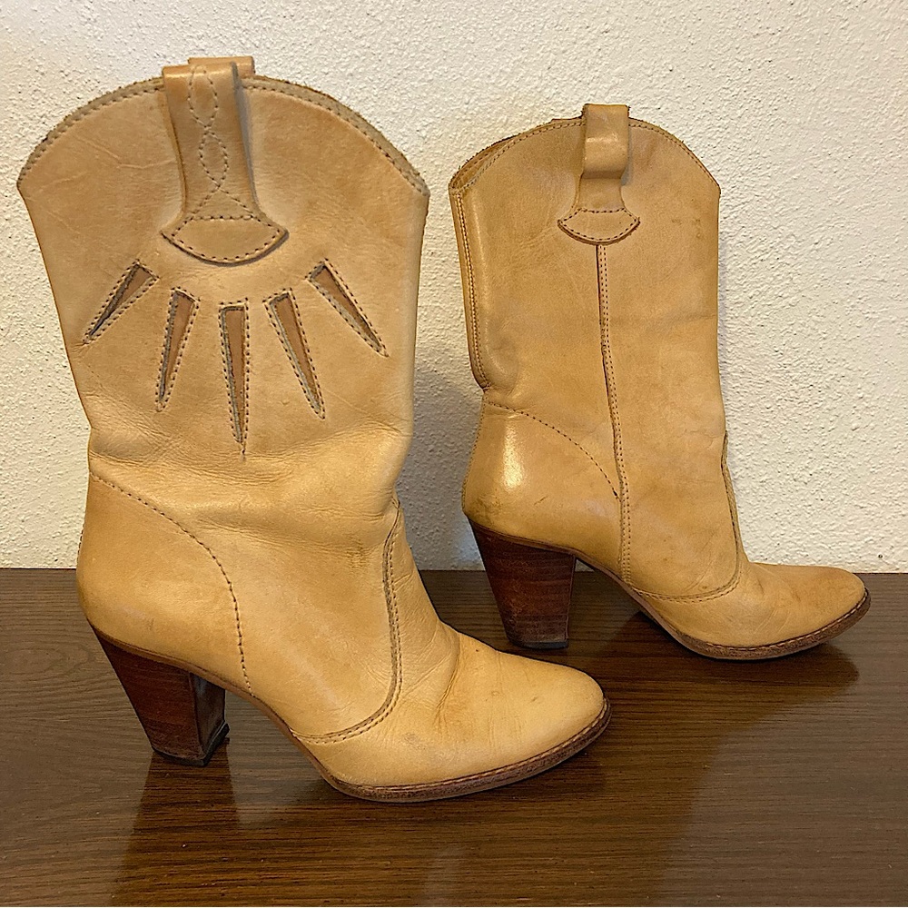 Wild Pair Western All Leather Upper 6 1/2 B Mid Calf Heeled(2-3”) Boots Preowned